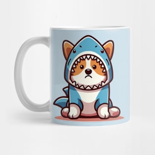 cute sad corgi in shark suit Mug